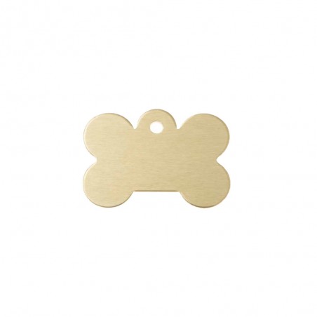 Gold bone-shaped dog tag with personalized engraving 1 to 2 lines - Large format 28x40 mm