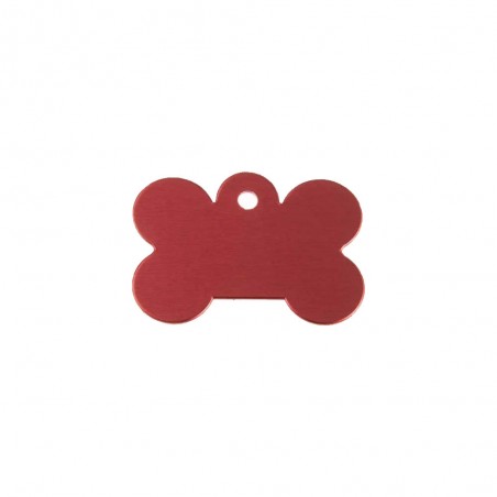 Red bone-shaped dog tag with personalized engraving 1 to 2 lines - Large format 28x40 mm