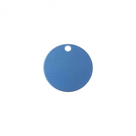 Large round Blue medal for dogs and cats with personalized engraving 1 to 2 lines - Diameter 32 mm