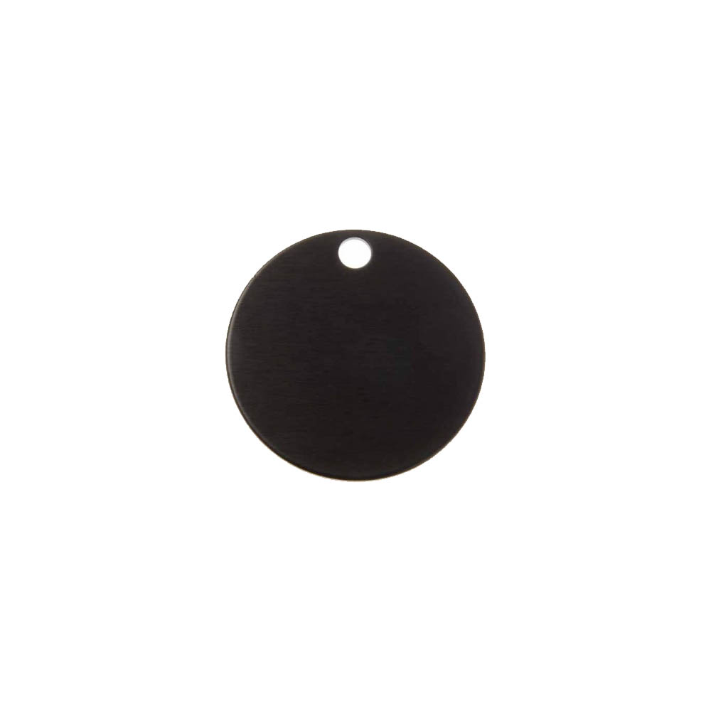 Grande médaille ronde Noire pour chien et chat avec gravure personnalisée 1 à 2 lignes - Diamètre 32 mm