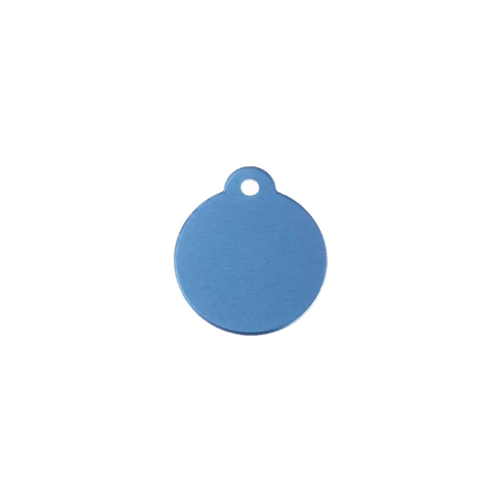 Médaillon rond Classic Bleu pour chien ou chat à personnaliser par gravure - 1 à 2 lignes - Diamètre 27 mm