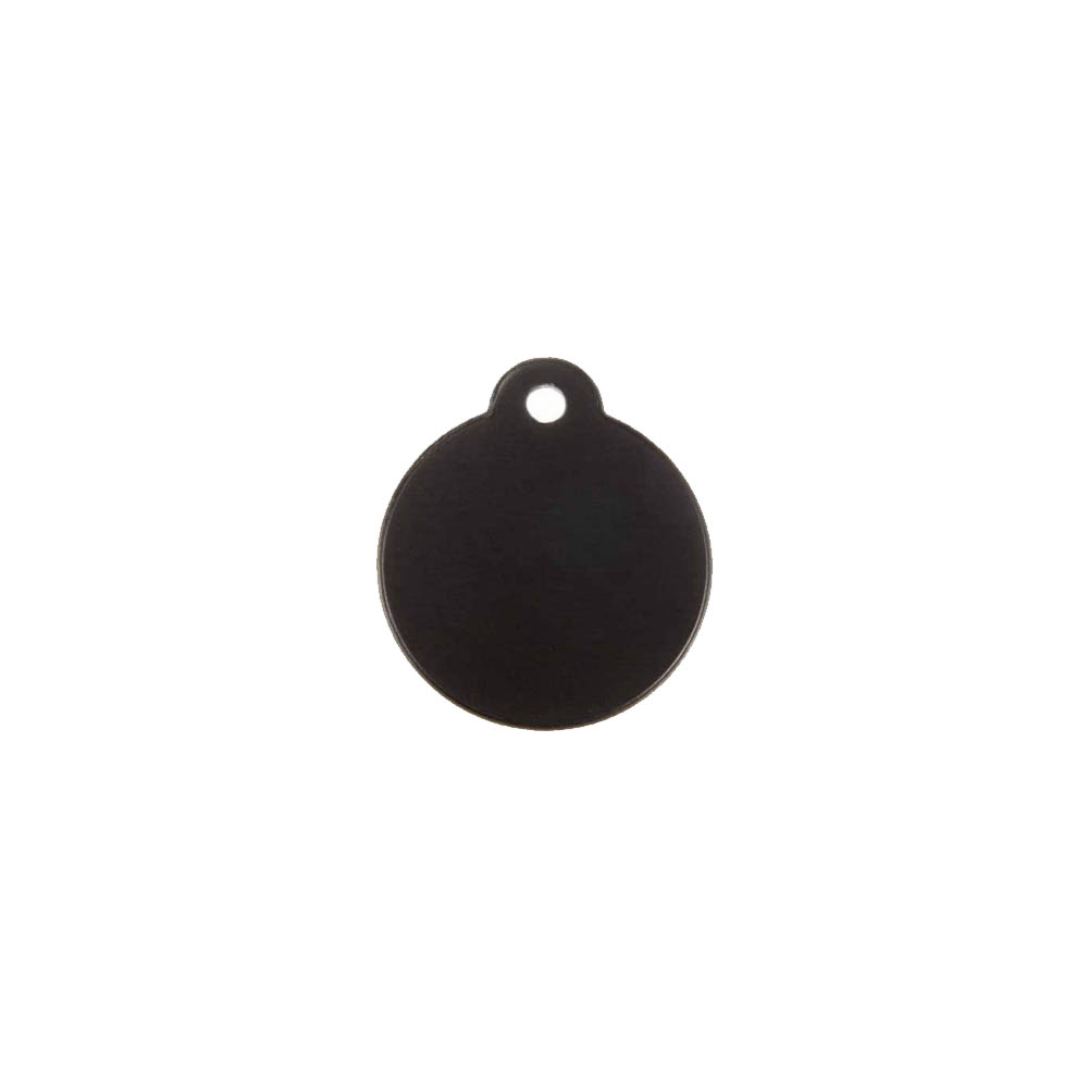 Médaillon rond Classic Noir pour chien ou chat à personnaliser par gravure - 1 à 2 lignes - Diamètre 27 mm