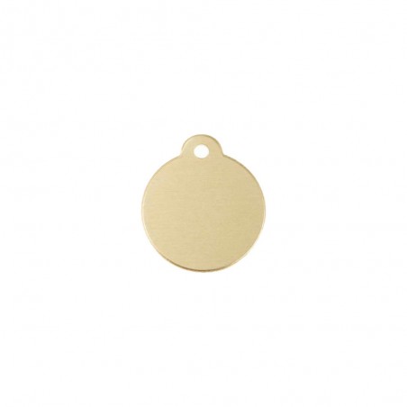 Médaillon rond Classic Or pour chien ou chat à personnaliser par gravure - 1 à 2 lignes - Diamètre 27 mm