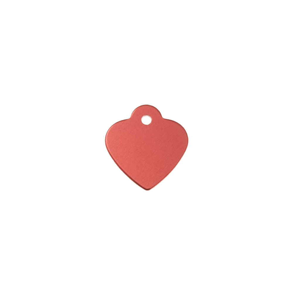 Petite médaille Rouge en forme de cœur 25 mm pour animal (chien ou chat) personnalisation 1 à 2 lignes