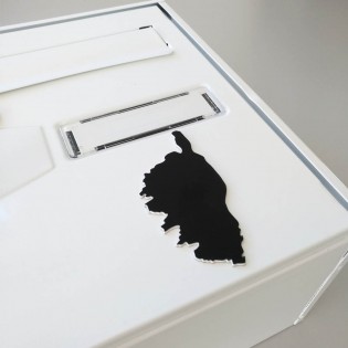 Numéro fantaisie personnalisable pour boite aux lettres couleur argent chiffres noirs - Modèle région Corse