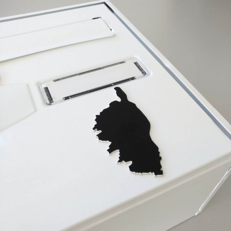 Numéro fantaisie personnalisable pour boite aux lettres couleur rose chiffres noirs - Modèle région Corse