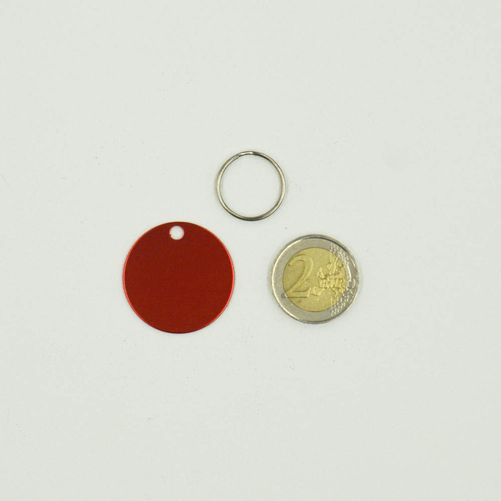Grande médaille ronde Rouge pour chien et chat avec gravure personnalisée 1 à 2 lignes - Diamètre 32 mm