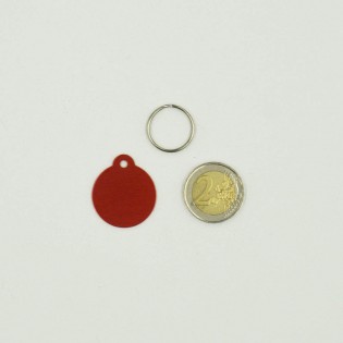 Médaillon rond Classic Rouge pour chien ou chat à personnaliser par gravure - 1 à 2 lignes - Diamètre 27 mm