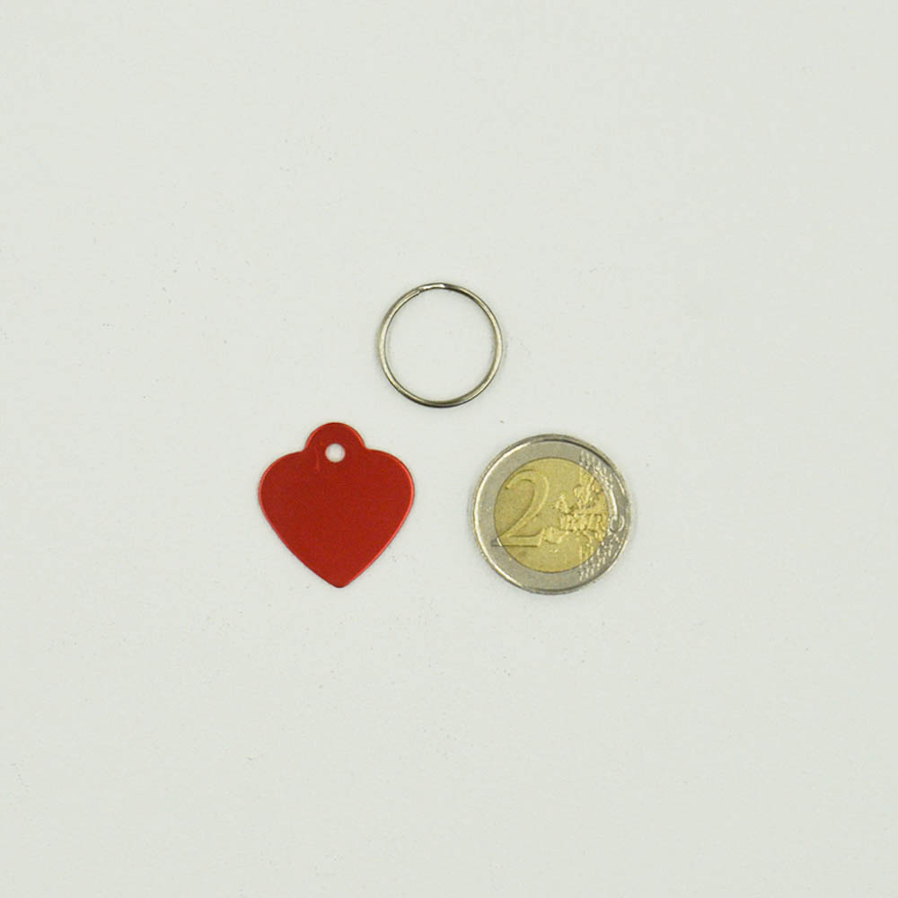 Petite médaille Or en forme de cœur 25 mm pour animal (chien ou chat) personnalisation 1 à 2 lignes