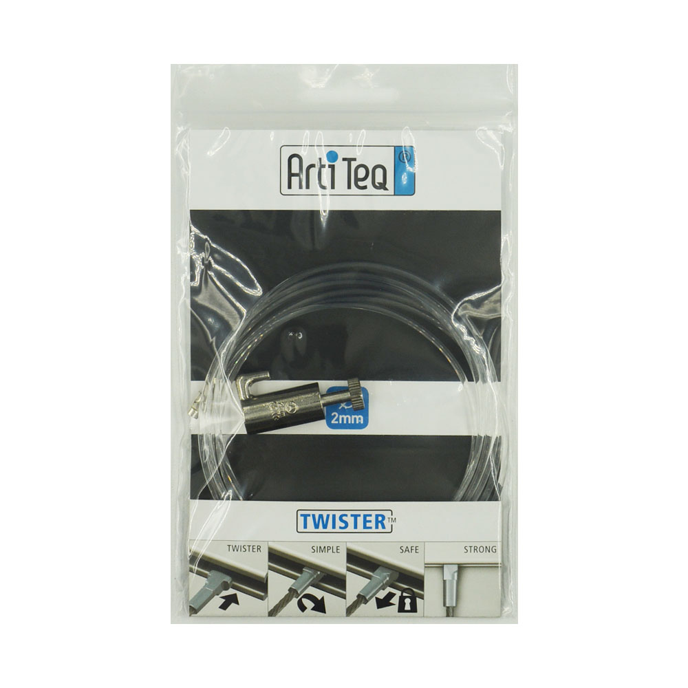 Kit fixation câble perlon Twister et crochet autobloquant Classic : charge 15 kg - Artiteq