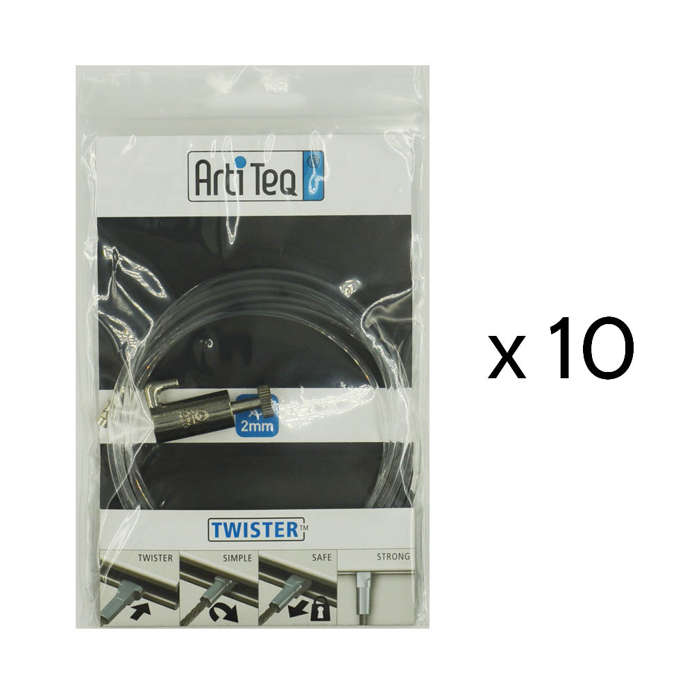 Lot de 10 kits de fixation câble perlon Twister et crochet autobloquant Classic : charge 15 kg - Artiteq