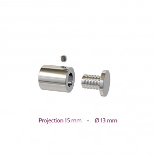 Lot 4 entretoises percées en Inox poli Ø 13 mm projection 15 mm - Fixation murale de plaque en verre & plexiglass