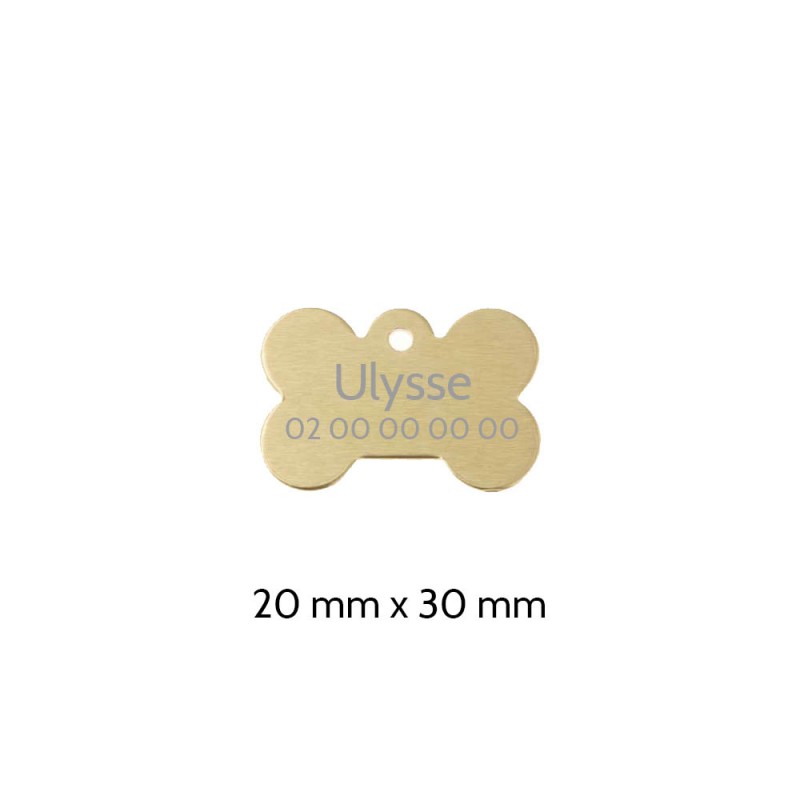 Médaillon Or en forme d'os pour chien à personnaliser sur 1 à 2 lignes - Petit format 20x30 mm Médaillon Or en forme d'os pour chien à personnaliser sur 1 à 2 lignes - Petit format 20x30 mm