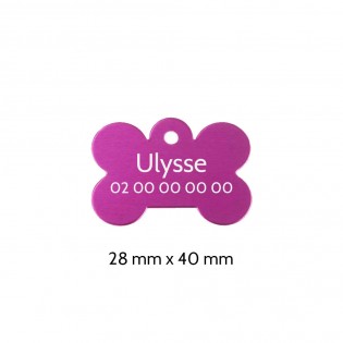 Rose bone-shaped dog tag with personalized engraving 1 to 2 lines - Large format 28x40 mm