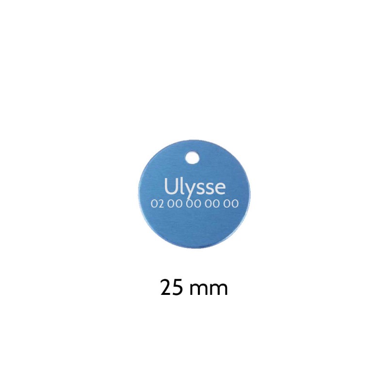 Small round Blue medal for dogs and cats to personalize on 1 to 2 lines - Diameter 25 mm Small round Blue medal for dogs and cats to personalize on 1 to 2 lines - Diameter 25 mm