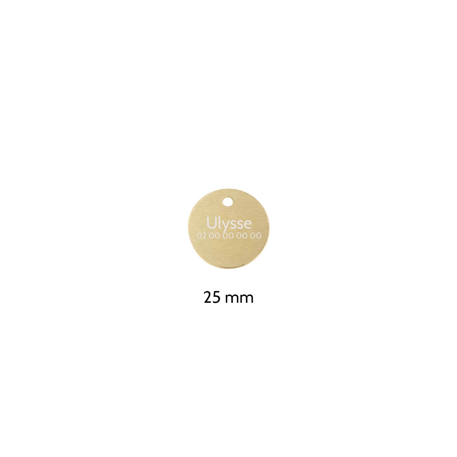 Petite médaille ronde Or pour chien et chat à personnaliser sur 1 à 2 lignes - Diamètre 25 mm
