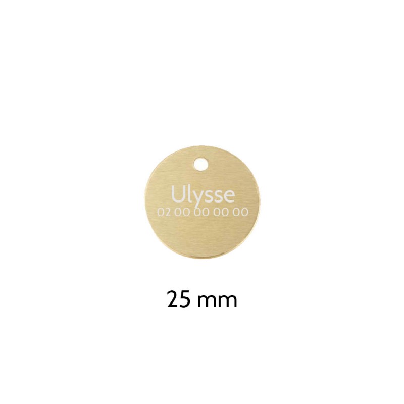 Petite médaille ronde Or pour chien et chat à personnaliser sur 1 à 2 lignes - Diamètre 25 mm Petite médaille ronde Or pour chien et chat à personnaliser sur 1 à 2 lignes - Diamètre 25 mm