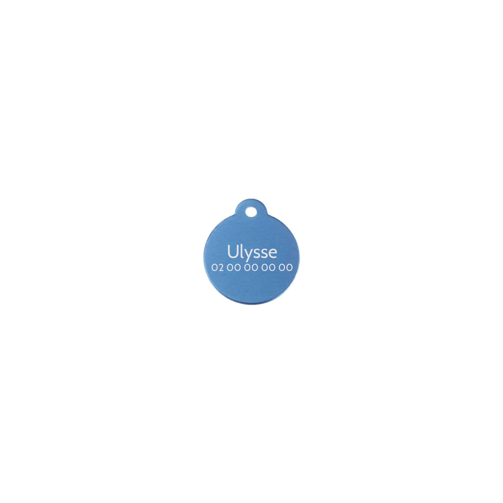 Classic Blue round medallion for dog or cat to personalize by engraving - 1 to 2 lines - Diameter 27 mm