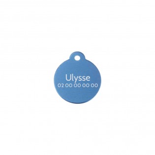 Classic Blue round medallion for dog or cat to personalize by engraving - 1 to 2 lines - Diameter 27 mm