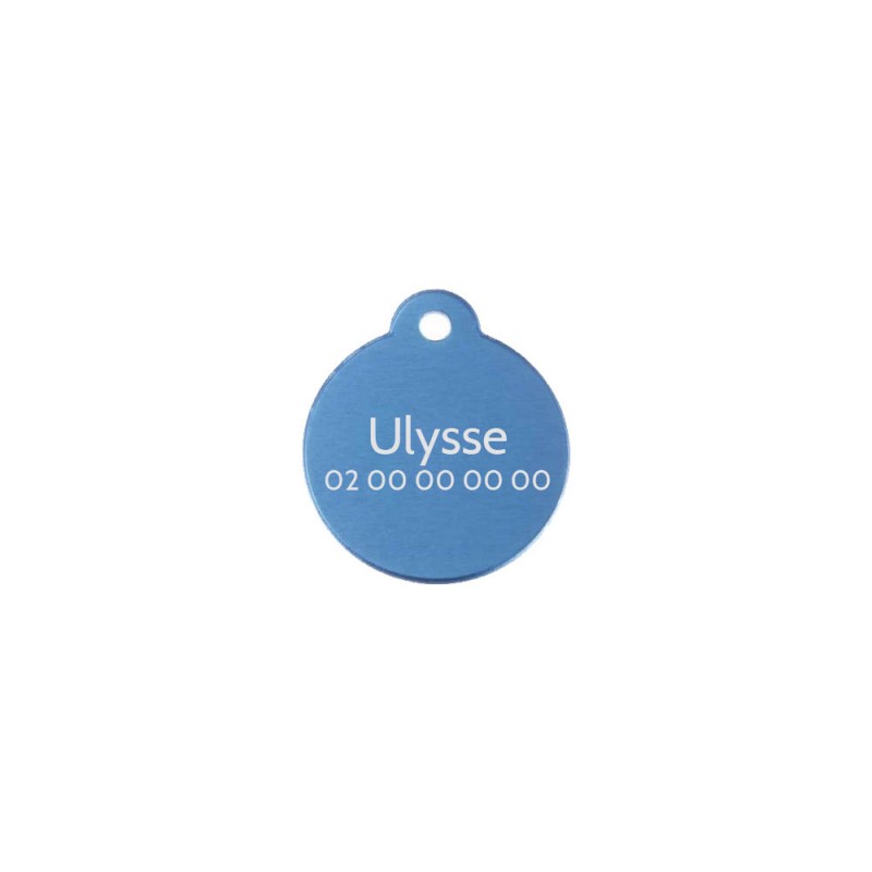 Classic Blue round medallion for dog or cat to personalize by engraving - 1 to 2 lines - Diameter 27 mm Classic Blue round medallion for dog or cat to personalize by engraving - 1 to 2 lines - Diameter 27 mm