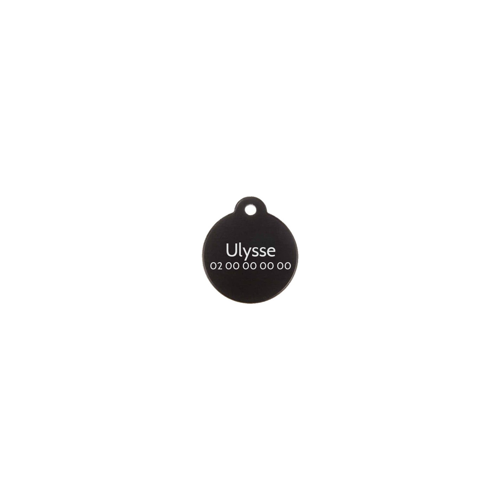 Classic Black round medallion for dog or cat to personalize by engraving - 1 to 2 lines - Diameter 27 mm