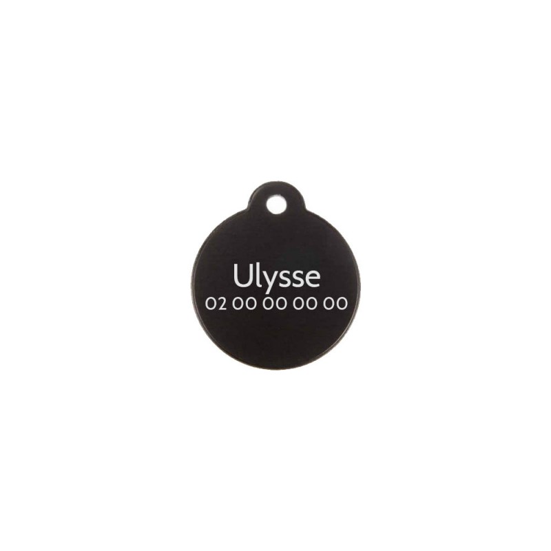 Classic Black round medallion for dog or cat to personalize by engraving - 1 to 2 lines - Diameter 27 mm Classic Black round medallion for dog or cat to personalize by engraving - 1 to 2 lines - Diameter 27 mm