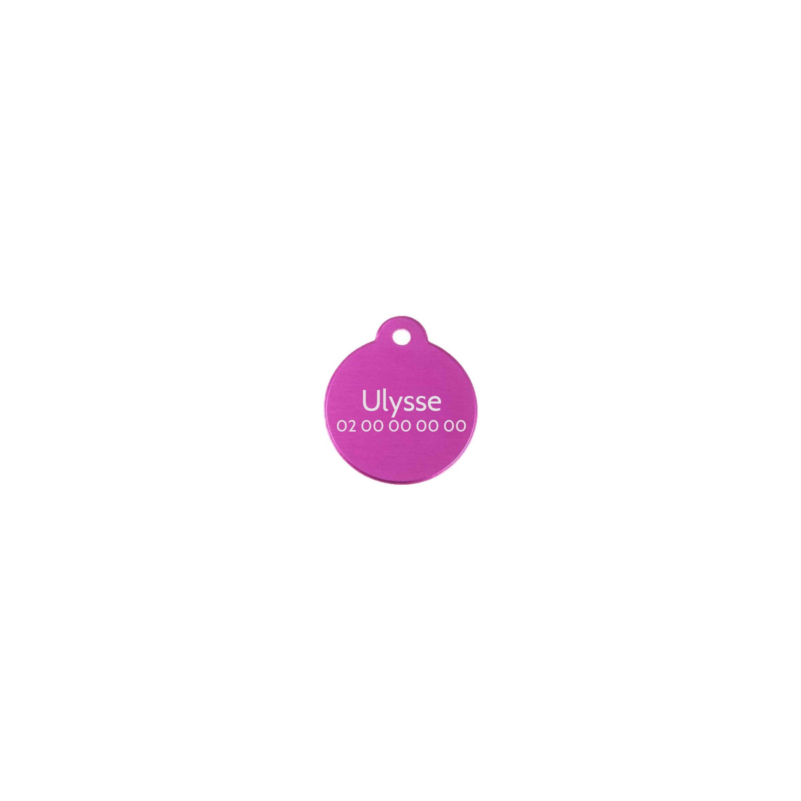 Médaillon rond Classic Rose pour chien ou chat à personnaliser par gravure - 1 à 2 lignes - Diamètre 27 mm