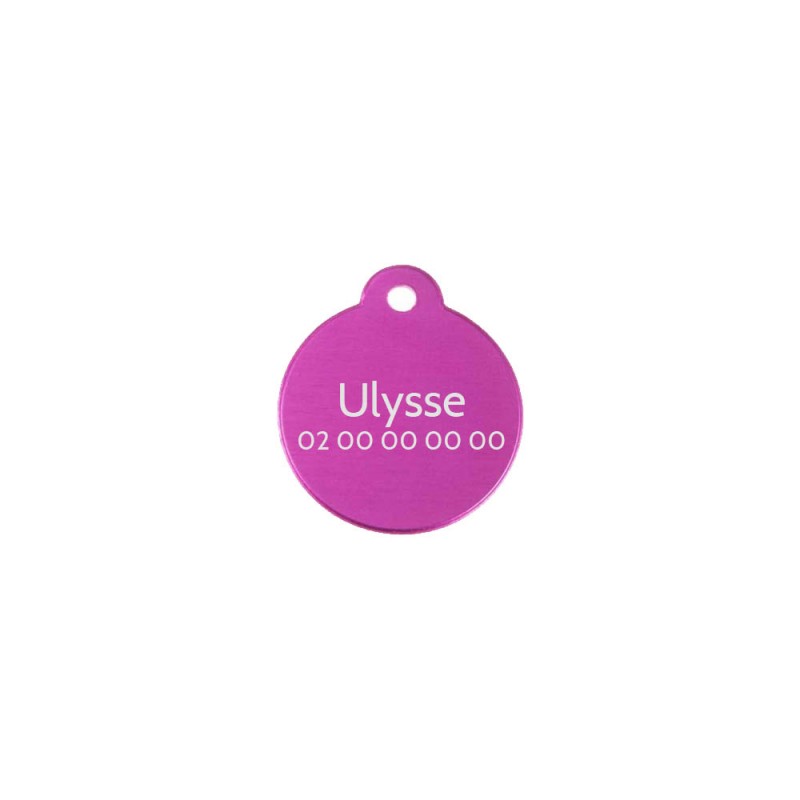 Médaillon rond Classic Rose pour chien ou chat à personnaliser par gravure - 1 à 2 lignes - Diamètre 27 mm Médaillon rond Classic Rose pour chien ou chat à personnaliser par gravure - 1 à 2 lignes - Diamètre 27 mm