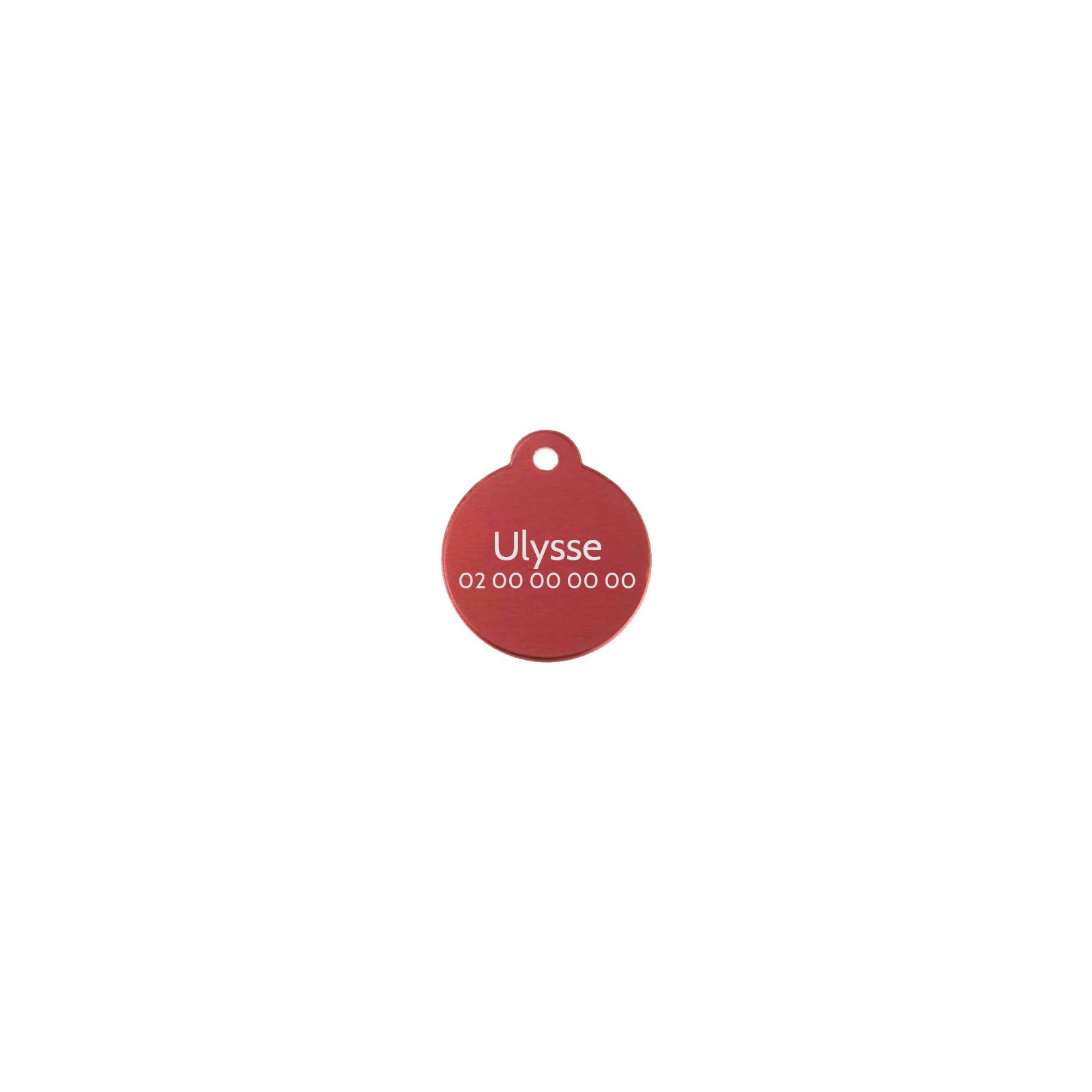 Classic Red round medallion for dog or cat to personalize by engraving - 1 to 2 lines - Diameter 27 mm