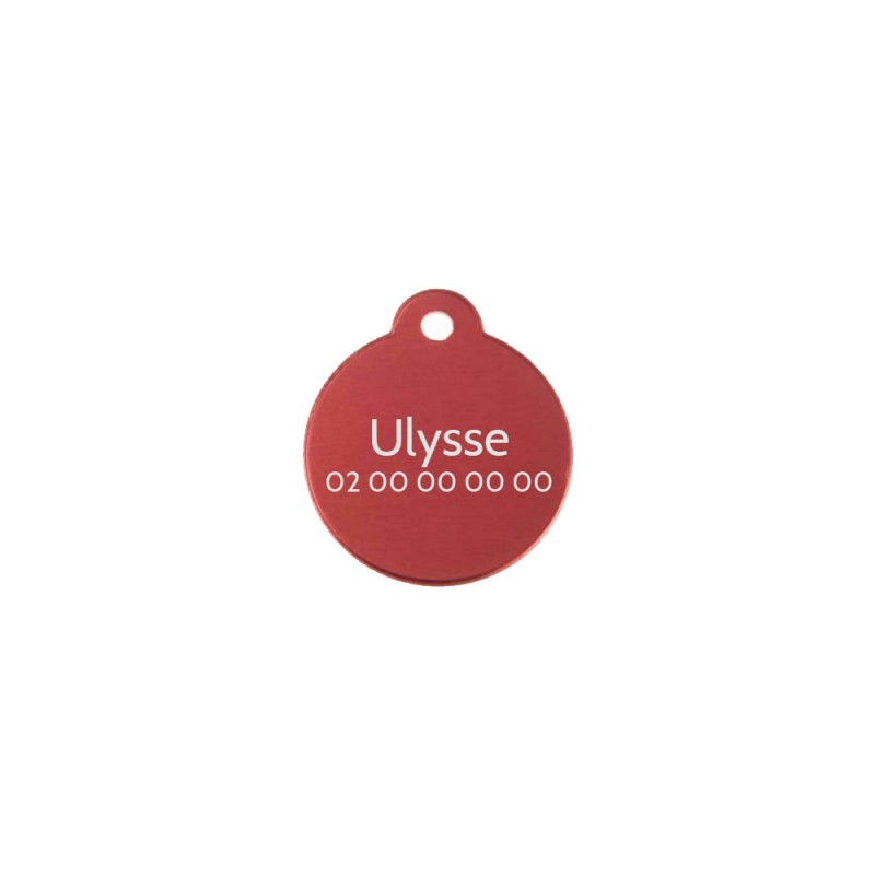 Classic Red round medallion for dog or cat to personalize by engraving - 1 to 2 lines - Diameter 27 mm Classic Red round medallion for dog or cat to personalize by engraving - 1 to 2 lines - Diameter 27 mm