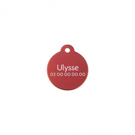 Classic Red round medallion for dog or cat to personalize by engraving - 1 to 2 lines - Diameter 27 mm