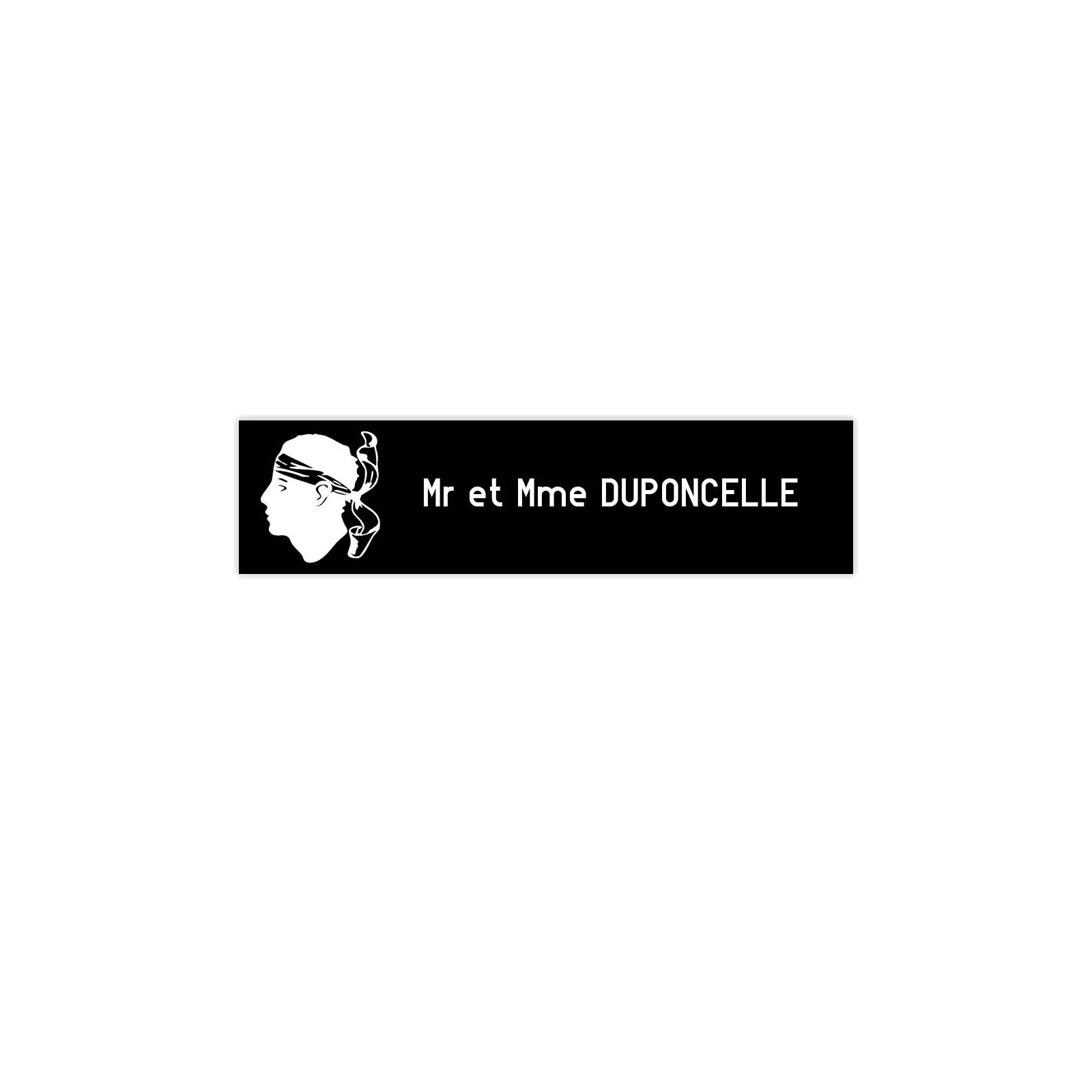 Plaque boite aux lettres Decayeux CORSE (100x25mm) noire lettres blanches - 1 ligne