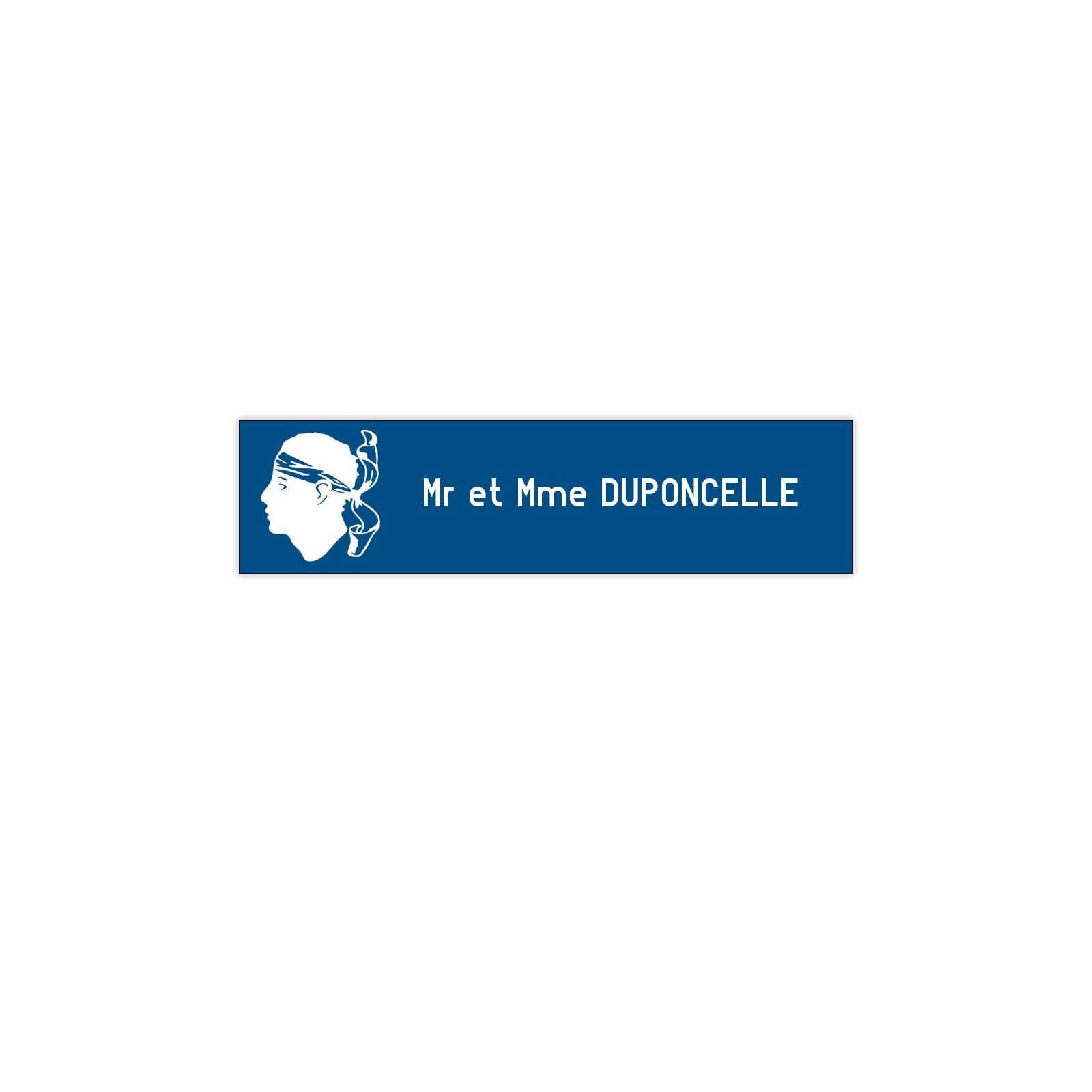 Plaque boite aux lettres Decayeux CORSE (100x25mm) bleue lettres blanches - 1 ligne