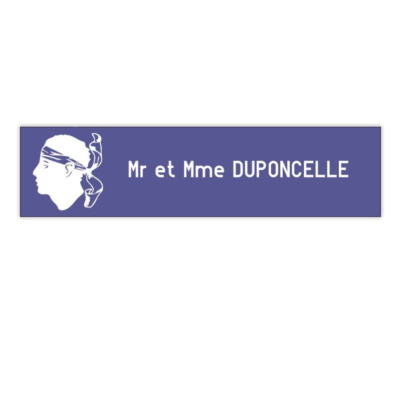 Plaque boite aux lettres Decayeux CORSE (100x25mm) violette lettres blanches - 1 ligne