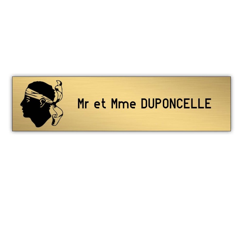 Plaque boite aux lettres Decayeux CORSE (100x25mm) or brossé lettres noires - 1 ligne