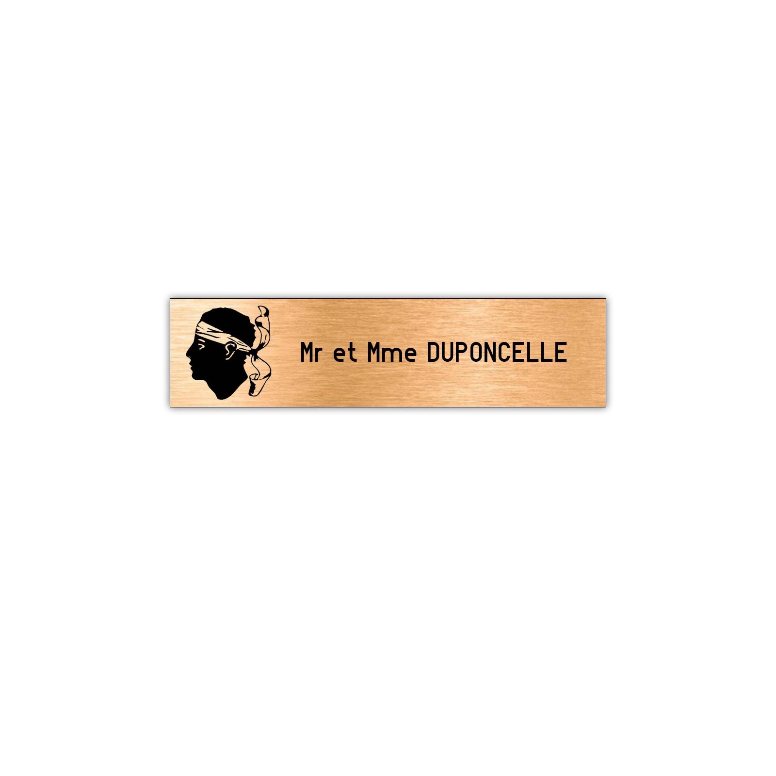 Plaque boite aux lettres Decayeux CORSE (100x25mm) cuivre lettres noires - 1 ligne