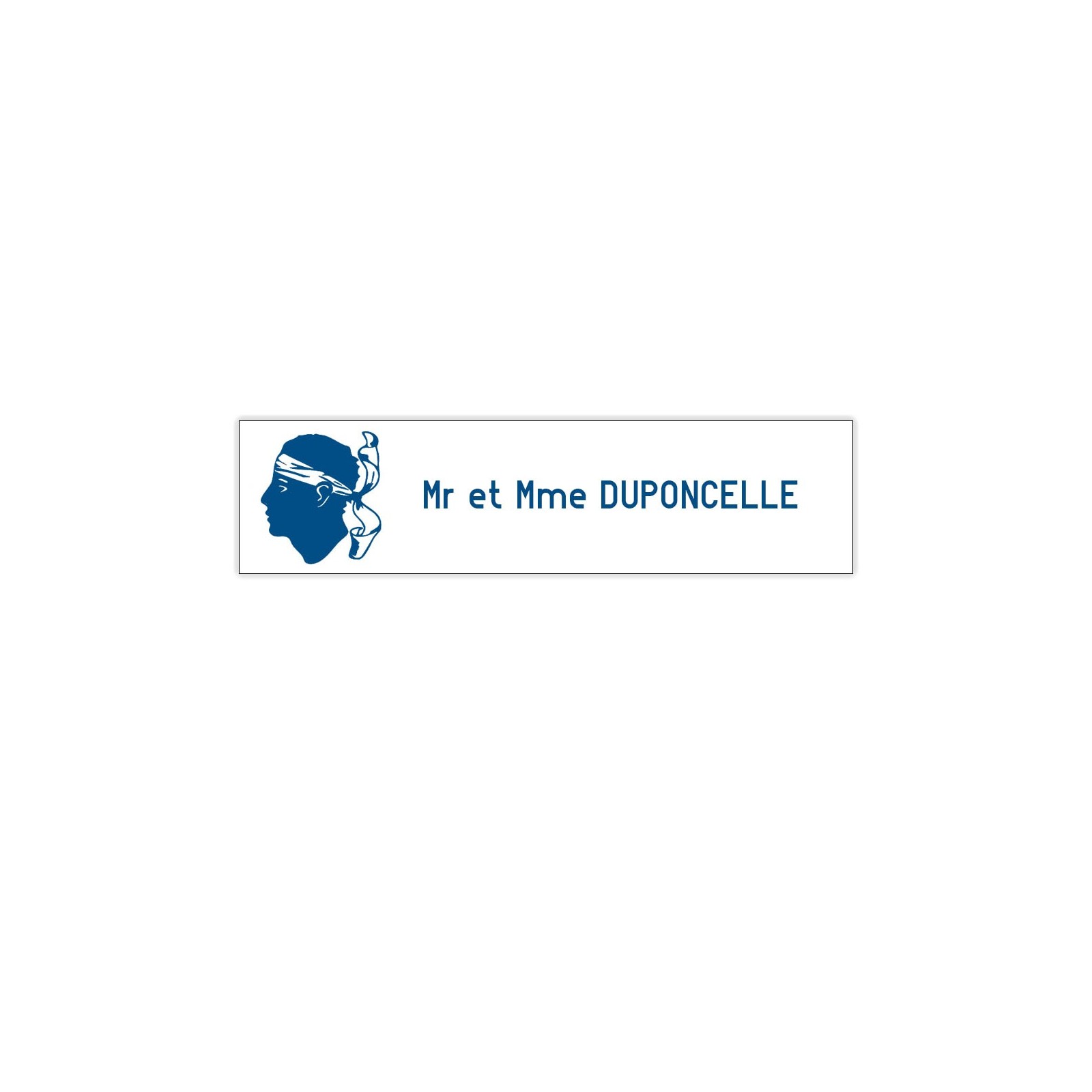 Plaque boite aux lettres Decayeux CORSE (100x25mm) blanche lettres bleues - 1 ligne
