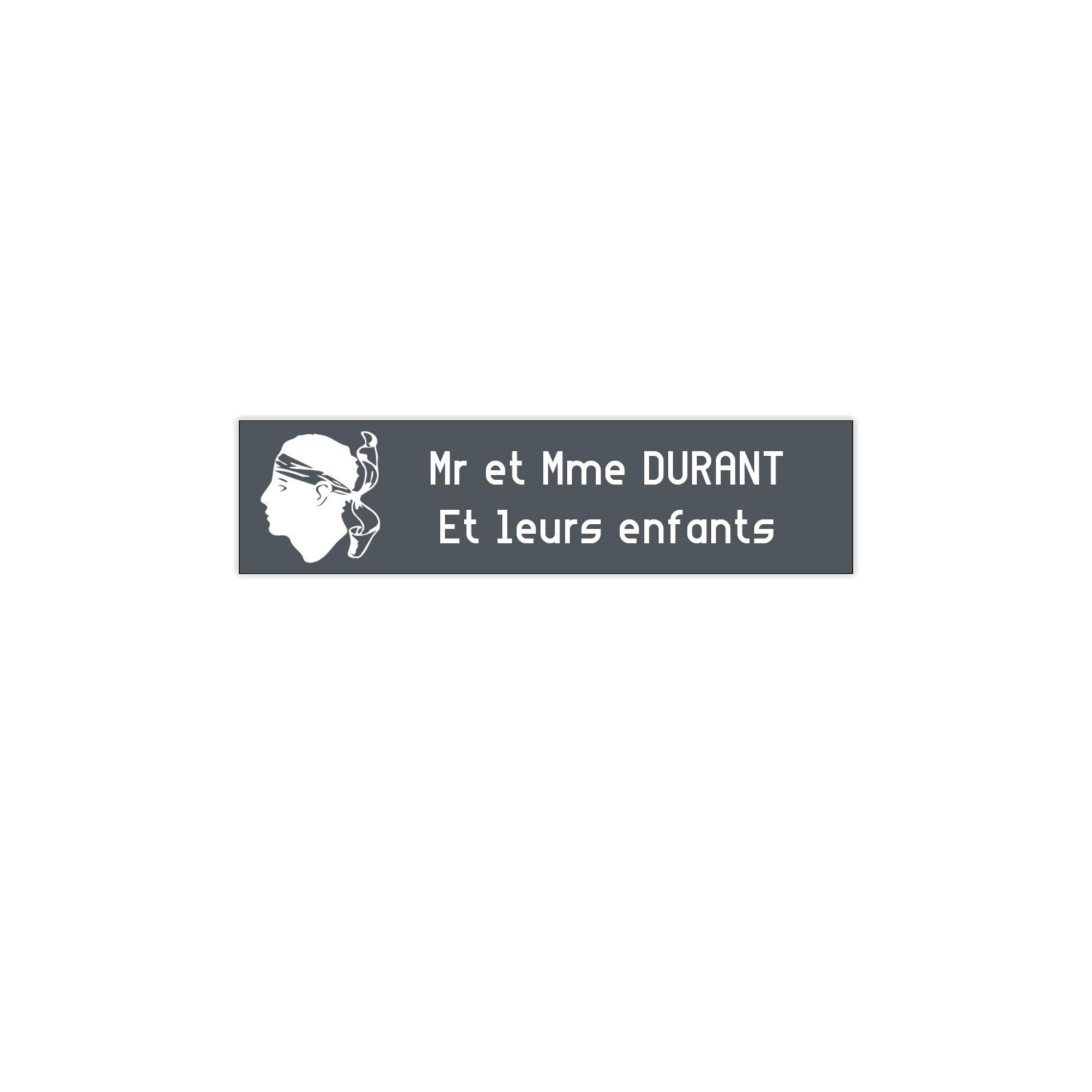 Plaque boite aux lettres Decayeux CORSE (100x25mm) grise lettres blanches - 2 lignes