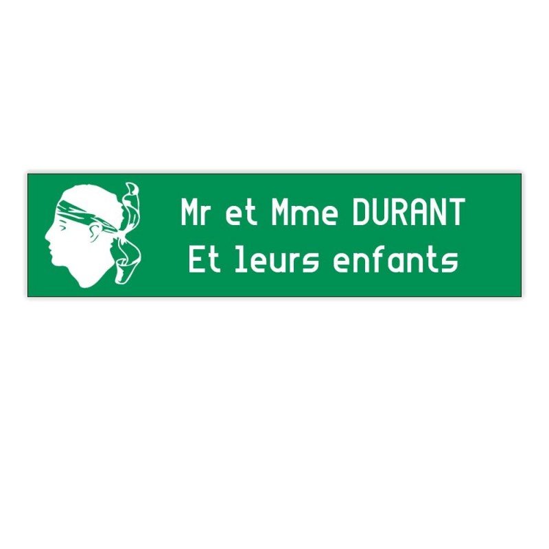 Plaque boite aux lettres Decayeux CORSE (100x25mm) vert pomme lettres blanches - 2 lignes Plaque boite aux lettres Decayeux CORSE (100x25mm) vert pomme lettres blanches - 2 lignes