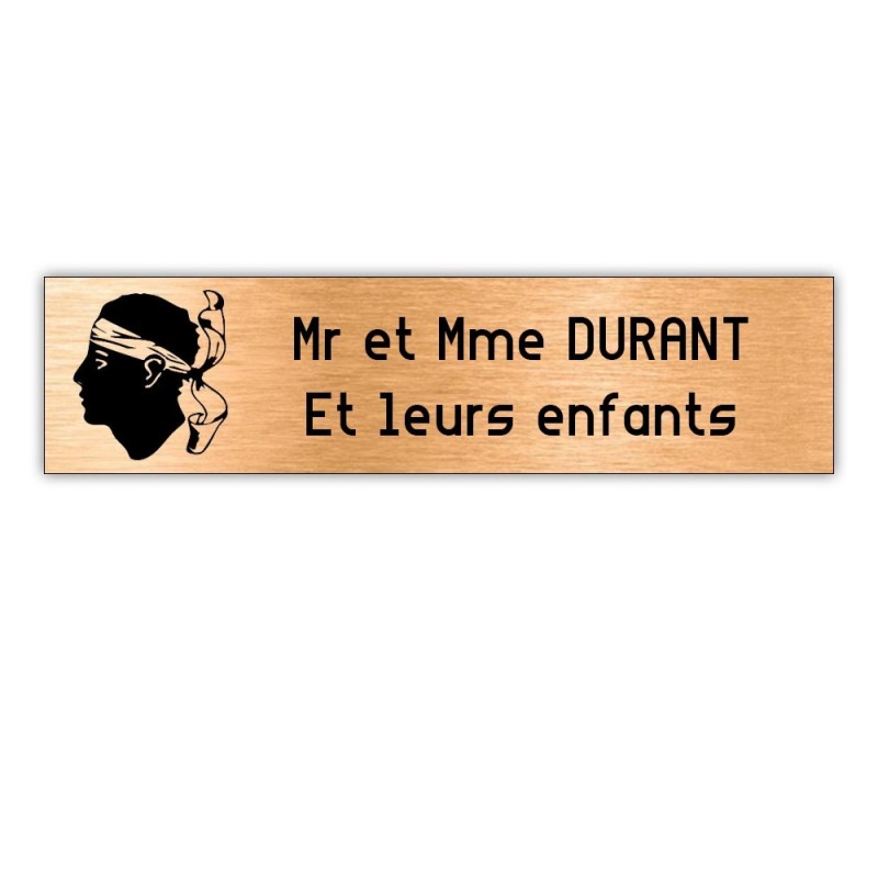 Plaque boite aux lettres Decayeux CORSE (100x25mm) cuivre lettres noires - 2 lignes