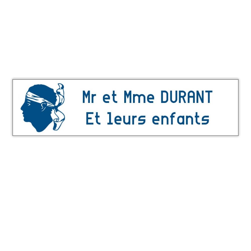 Plaque boite aux lettres Decayeux CORSE (100x25mm) blanche lettres bleues - 2 lignes Plaque boite aux lettres Decayeux CORSE (100x25mm) blanche lettres bleues - 2 lignes