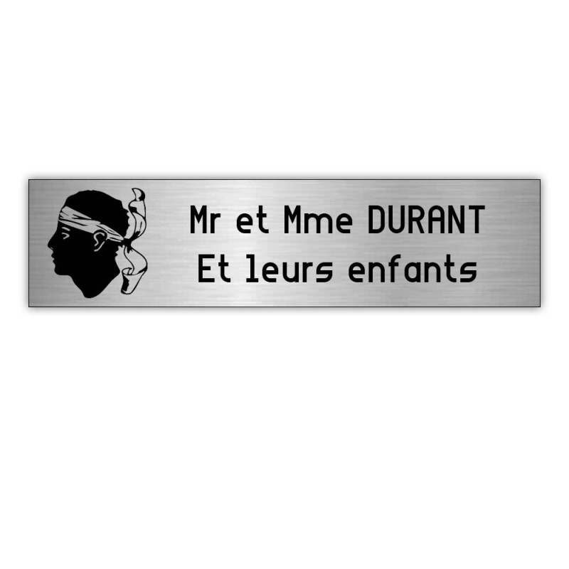 Plaque boite aux lettres Decayeux CORSE (100x25mm) gris argent lettres noires - 2 lignes