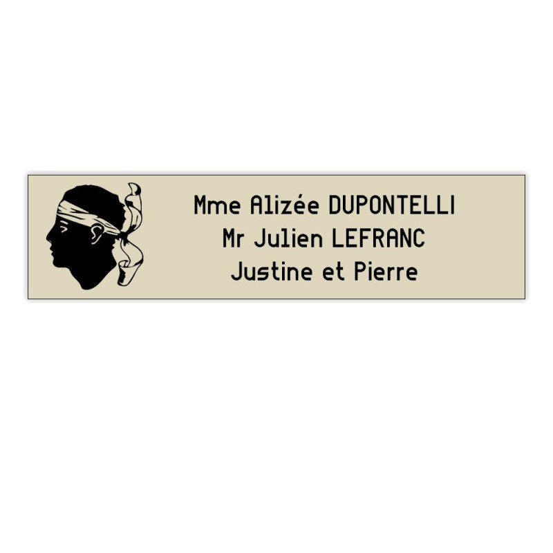 Plaque boite aux lettres Decayeux CORSE (100x25mm) beige lettres noires - 3 lignes Plaque boite aux lettres Decayeux CORSE (100x25mm) beige lettres noires - 3 lignes