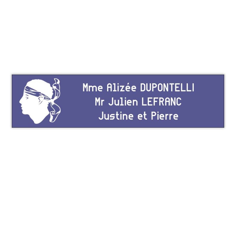 Plaque boite aux lettres Decayeux CORSE (100x25mm) violette lettres blanches - 3 lignes Plaque boite aux lettres Decayeux CORSE (100x25mm) violette lettres blanches - 3 lignes