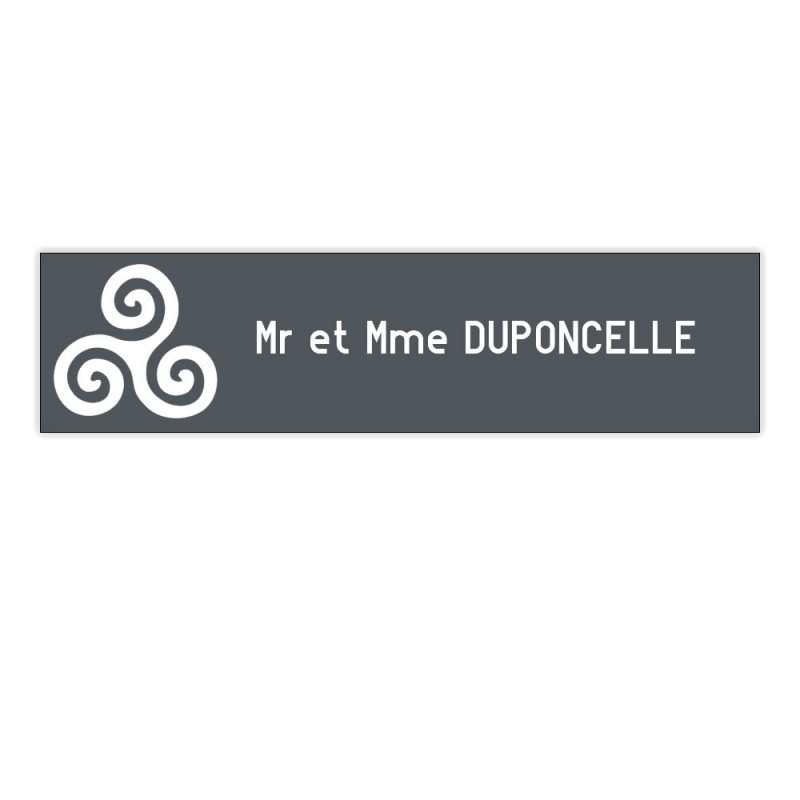 Plaque boite aux lettres Decayeux TRISKELL (100x25mm) grise lettres blanches - 1 ligne Plaque boite aux lettres Decayeux TRISKELL (100x25mm) grise lettres blanches - 1 ligne