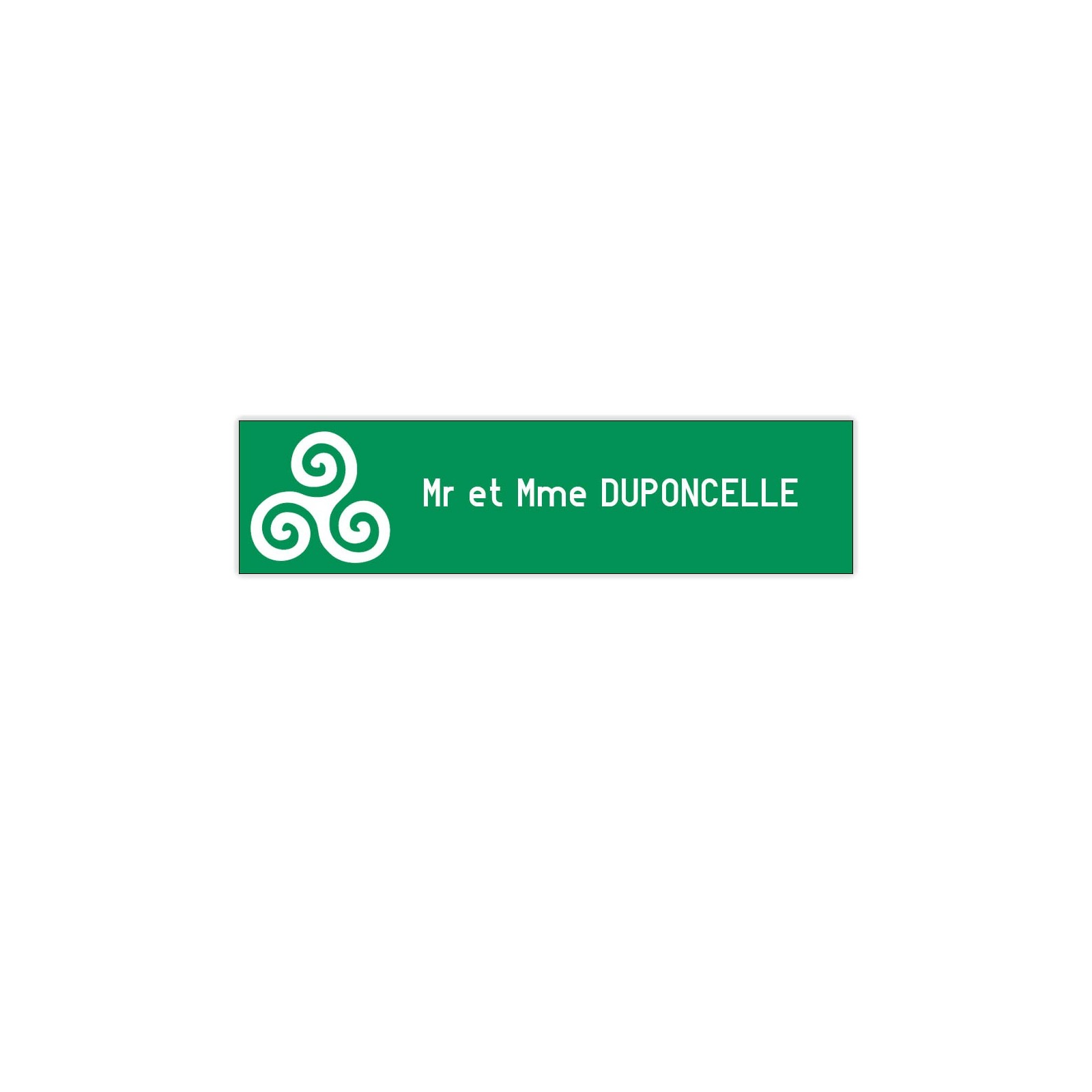 Plaque boite aux lettres Decayeux TRISKELL (100x25mm) vert pomme lettres blanches - 1 ligne