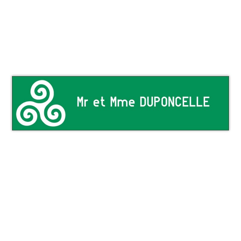 Plaque boite aux lettres Decayeux TRISKELL (100x25mm) vert pomme lettres blanches - 1 ligne Plaque boite aux lettres Decayeux TRISKELL (100x25mm) vert pomme lettres blanches - 1 ligne