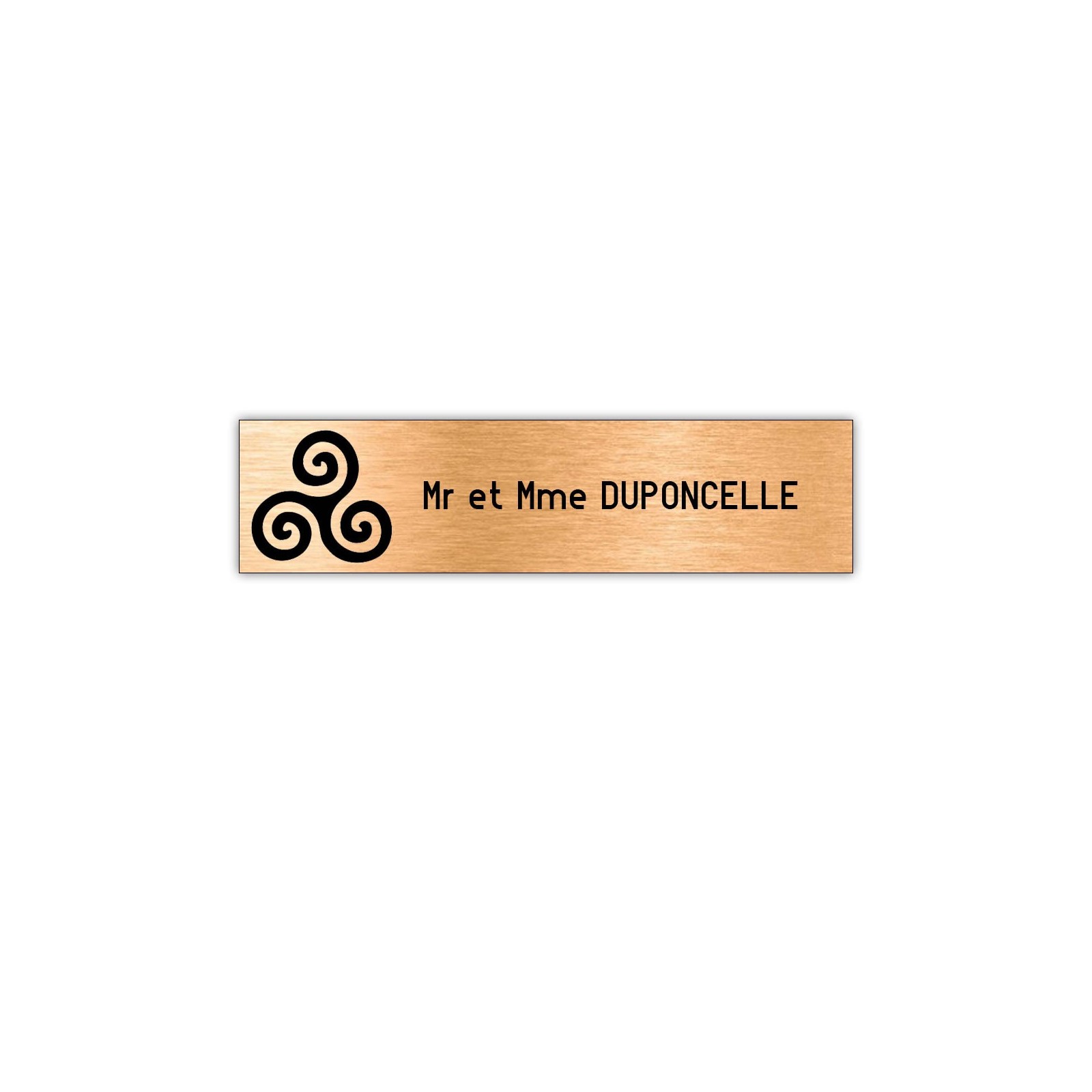 Plaque boite aux lettres Decayeux TRISKELL (100x25mm) cuivre lettres noires - 1 ligne