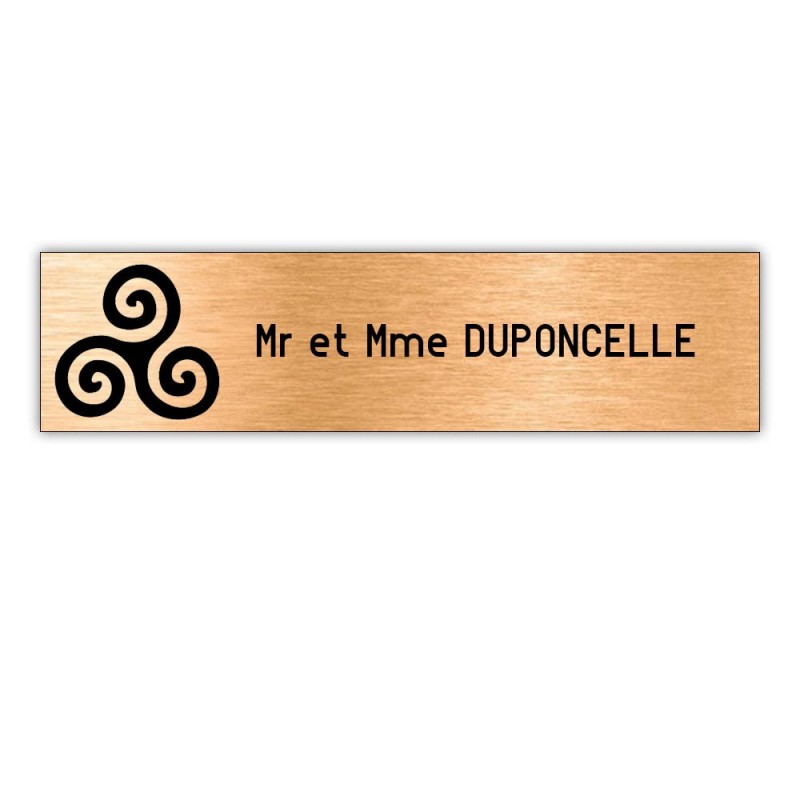 Plaque boite aux lettres Decayeux TRISKELL (100x25mm) cuivre lettres noires - 1 ligne Plaque boite aux lettres Decayeux TRISKELL (100x25mm) cuivre lettres noires - 1 ligne