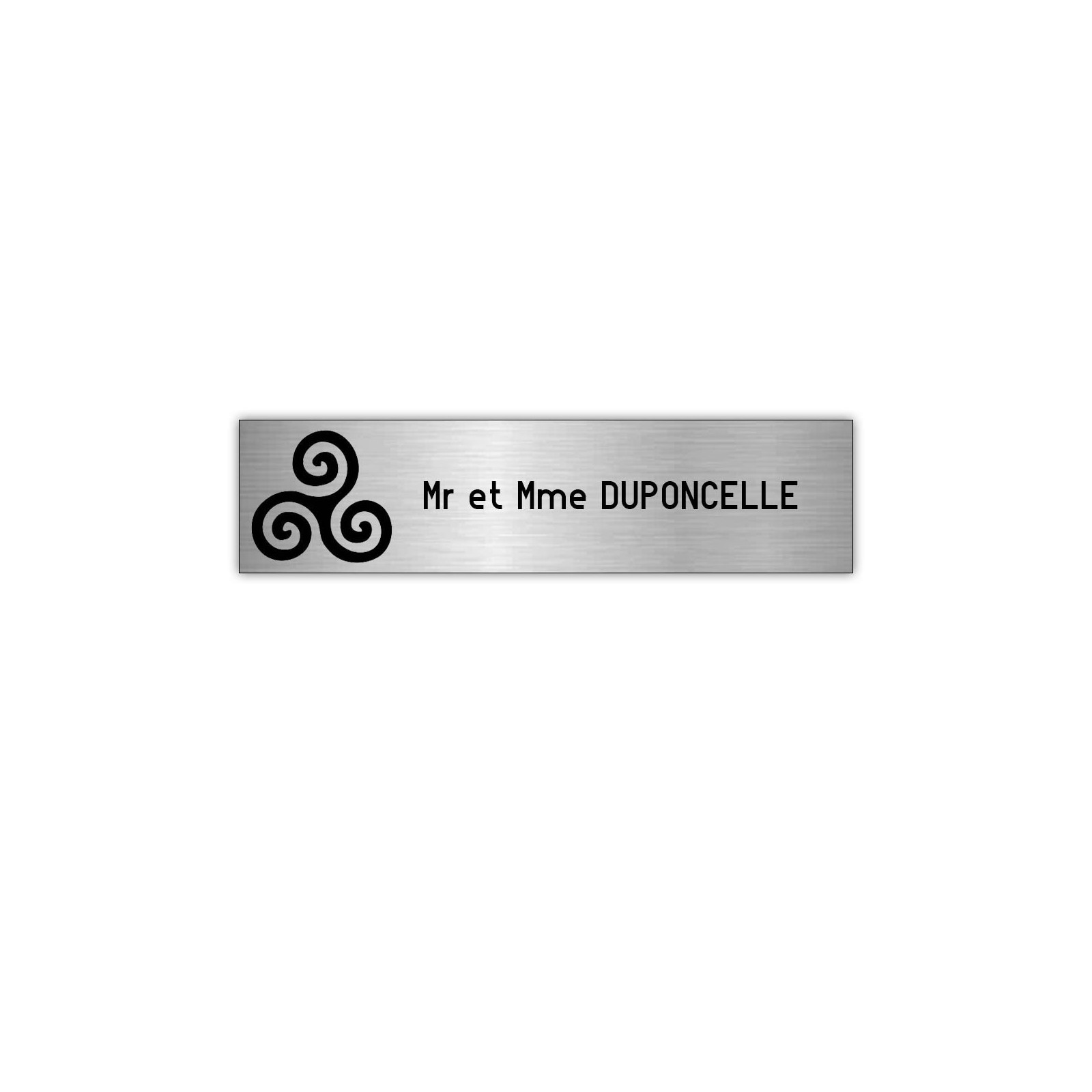 Plaque boite aux lettres Decayeux TRISKELL (100x25mm) gris argent lettres noires - 1 ligne